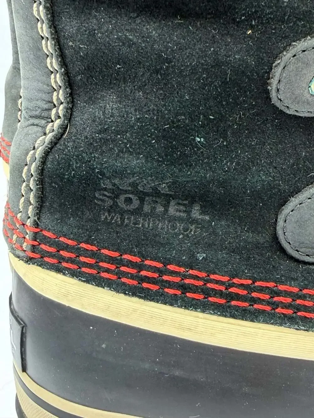 Sorel Womens Joan of Arctic Winter Boots Black Red Faux Fur Waterproof 7.5